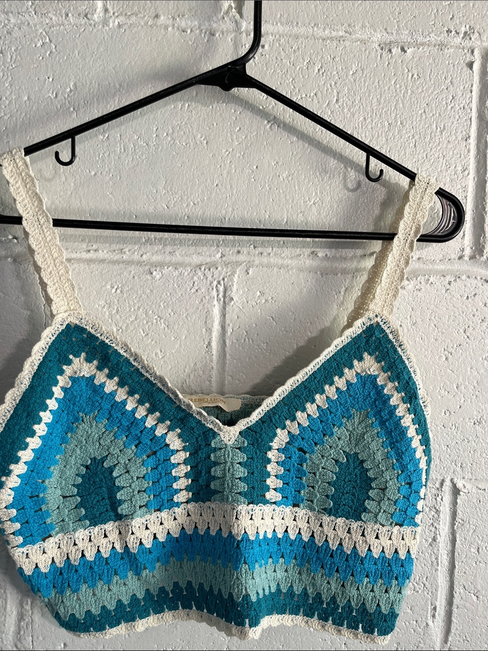 Rebellion Again Crochet Cropped Tank Top with Shorts- Juniors Small - Picture 2 of 7